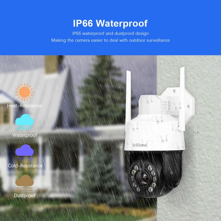 SriHome SH041 5.0MP 20X Optical Zoom 2.4G/5G WiFi Waterproof AI Auto Tracking H.265 Video Surveillance SriHome SH041 5.0MP 20X Optical Zoom 2.4G/5G WiFi Waterproof AI Auto Tracking H.265 Video Surveillance